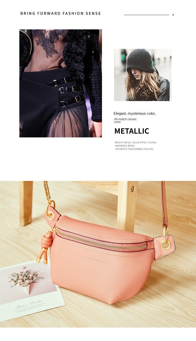 Genuine Leather Chest Bag with Statement Detail