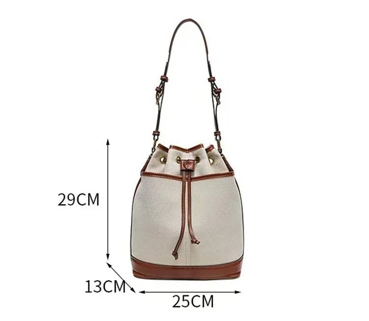 Drawstring PU Leather Bucket Bag