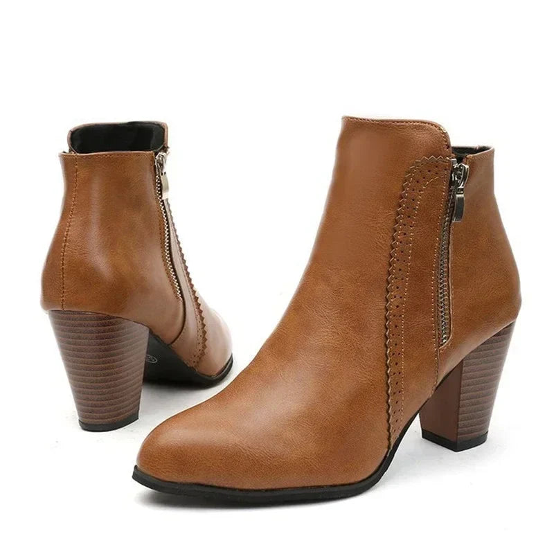 Essential Leather Ankle Boots with Side Zip