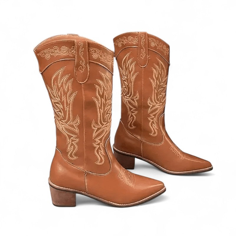Modern Xanthe Pointed-Toe Mid-Calf Western Boots