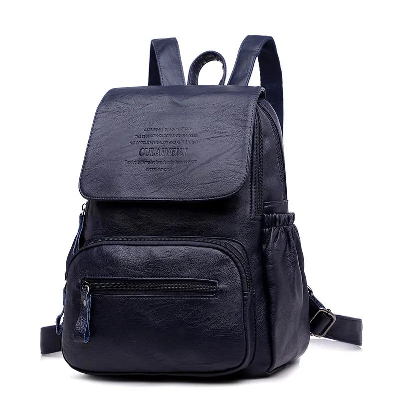 Genuine Leather Backpack with Minimalist Detail