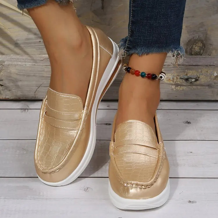 Modern Metallic Wedge Loafers