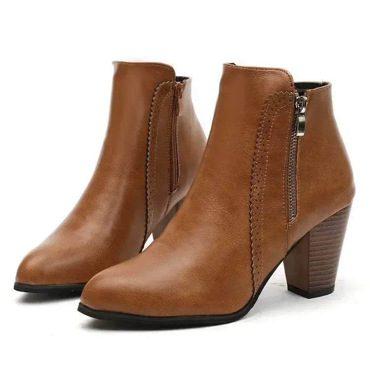 Essential Leather Ankle Boots with Side Zip