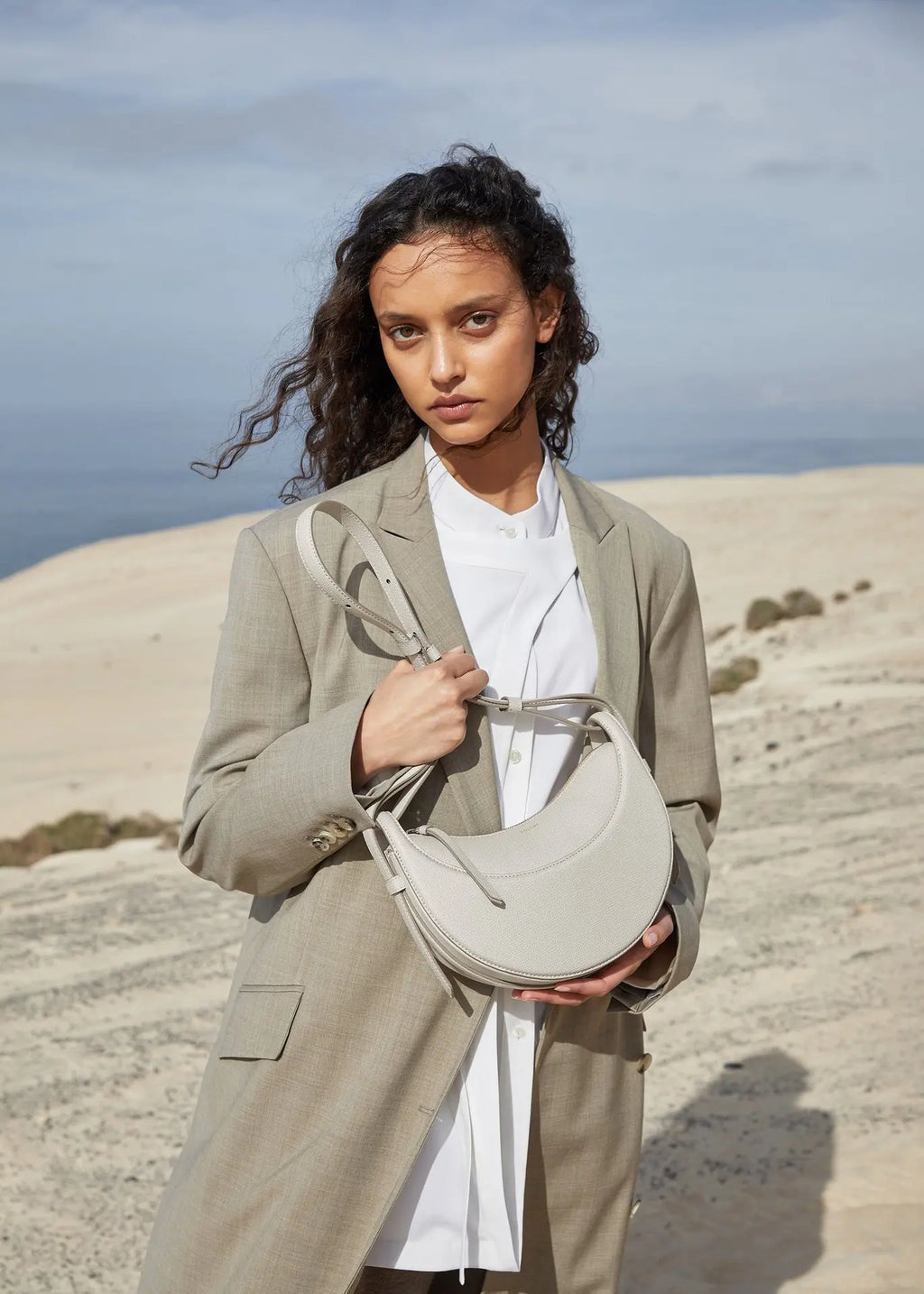 Sculpted Genuine Leather Hobo Bag
