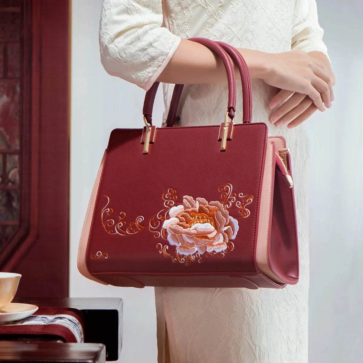 Embroidered Shoulder Bag