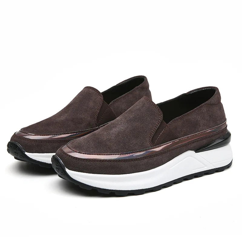 Effortless Suede Wedge Loafers with Platform Sole