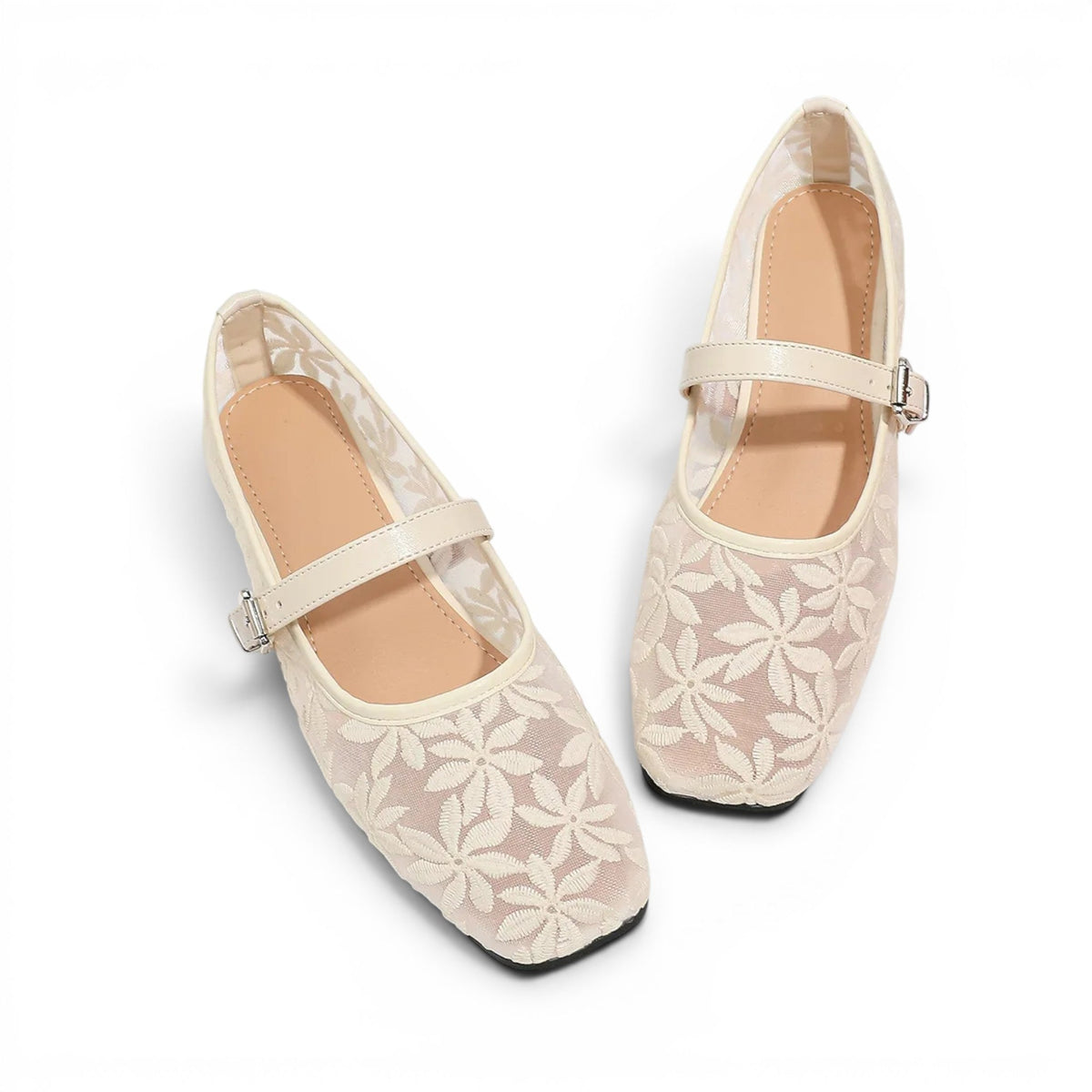 Polished Floral Lace Mary Jane Sandals