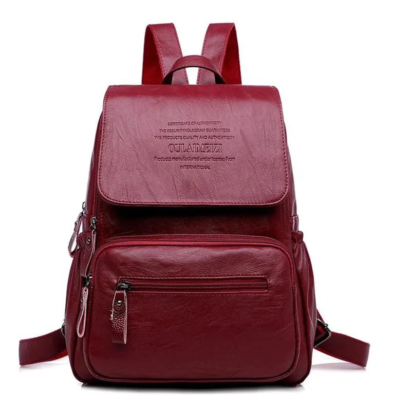 Genuine Leather Backpack with Minimalist Detail