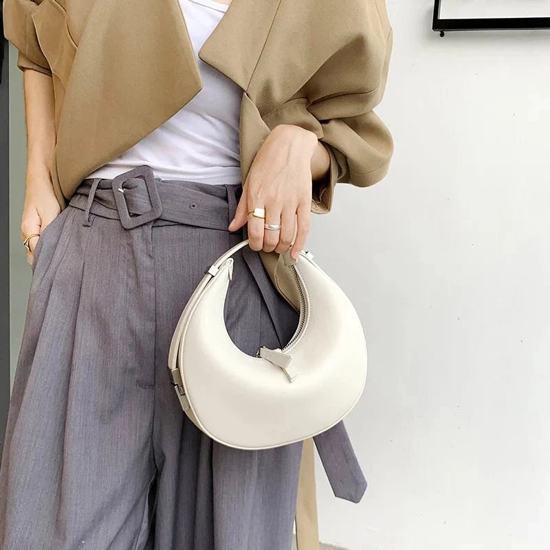Polished Hobo Bag in Genuine Leather