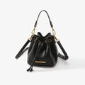 Genuine Leather Bucket Bag with Signature Detail
