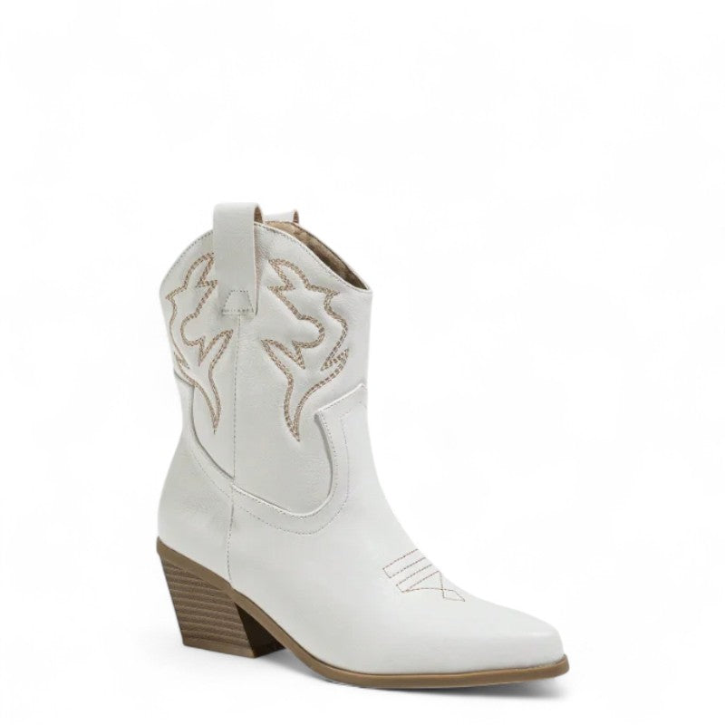 Classic Western Heeled Ankle Boots