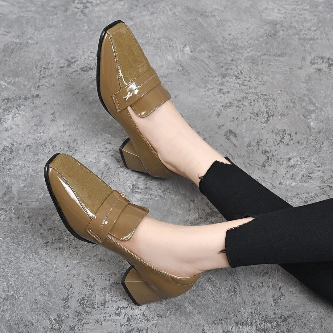Modern Block Heel Loafers