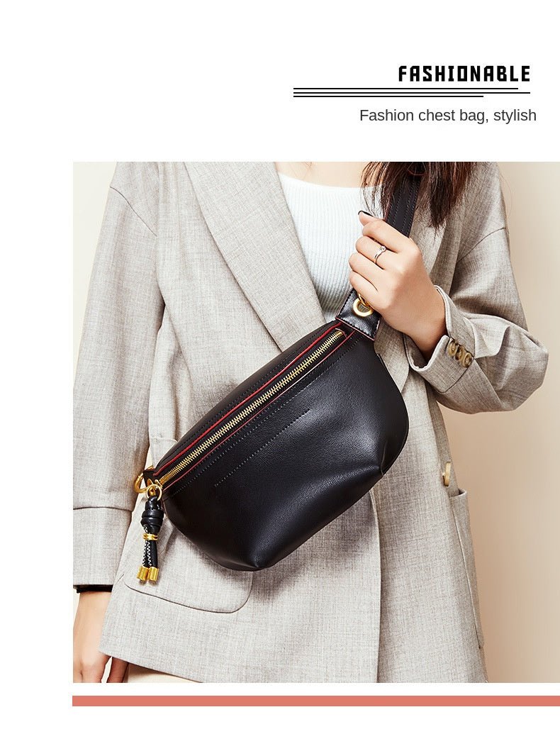 Genuine Leather Chest Bag with Statement Detail