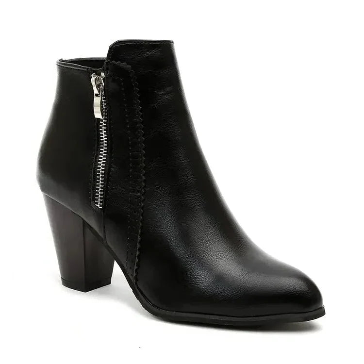 Essential Leather Ankle Boots with Side Zip