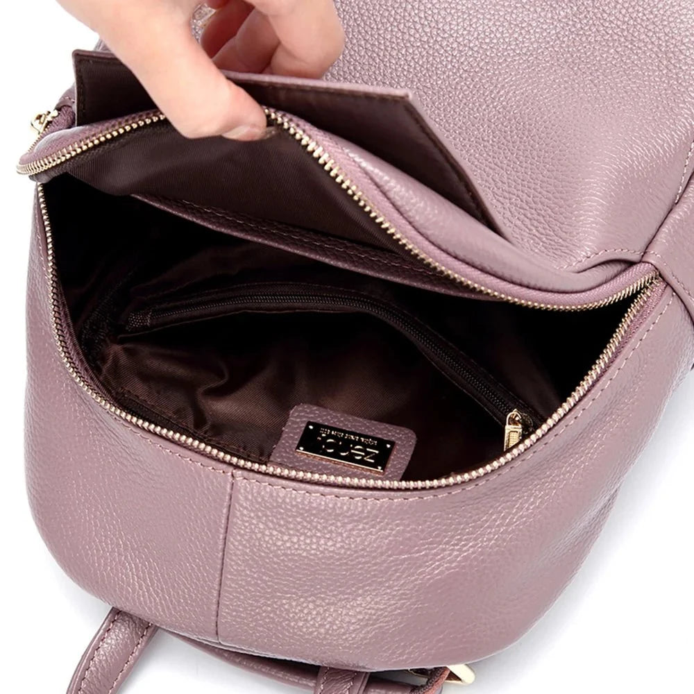 Anti-Theft Backpack in Genuine Leather