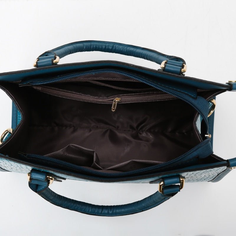 Croc-Effect Synthetic Leather Shoulder Bag