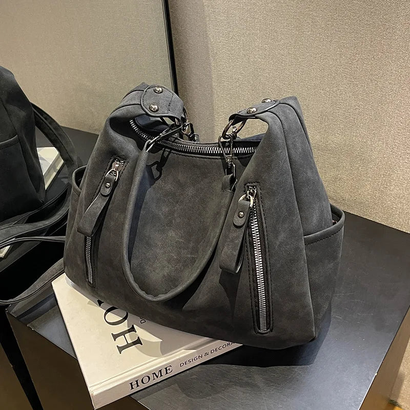 Understated Suede Shoulder Bag