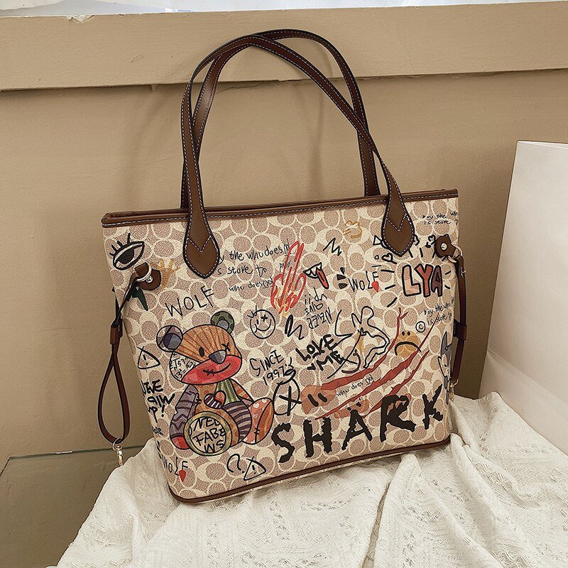 Graffiti-Print Tote Bag