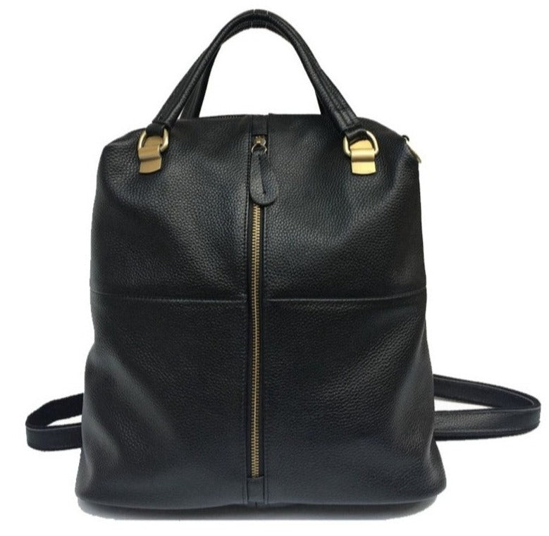 Genuine Leather Backpack with Anti-Theft Detail