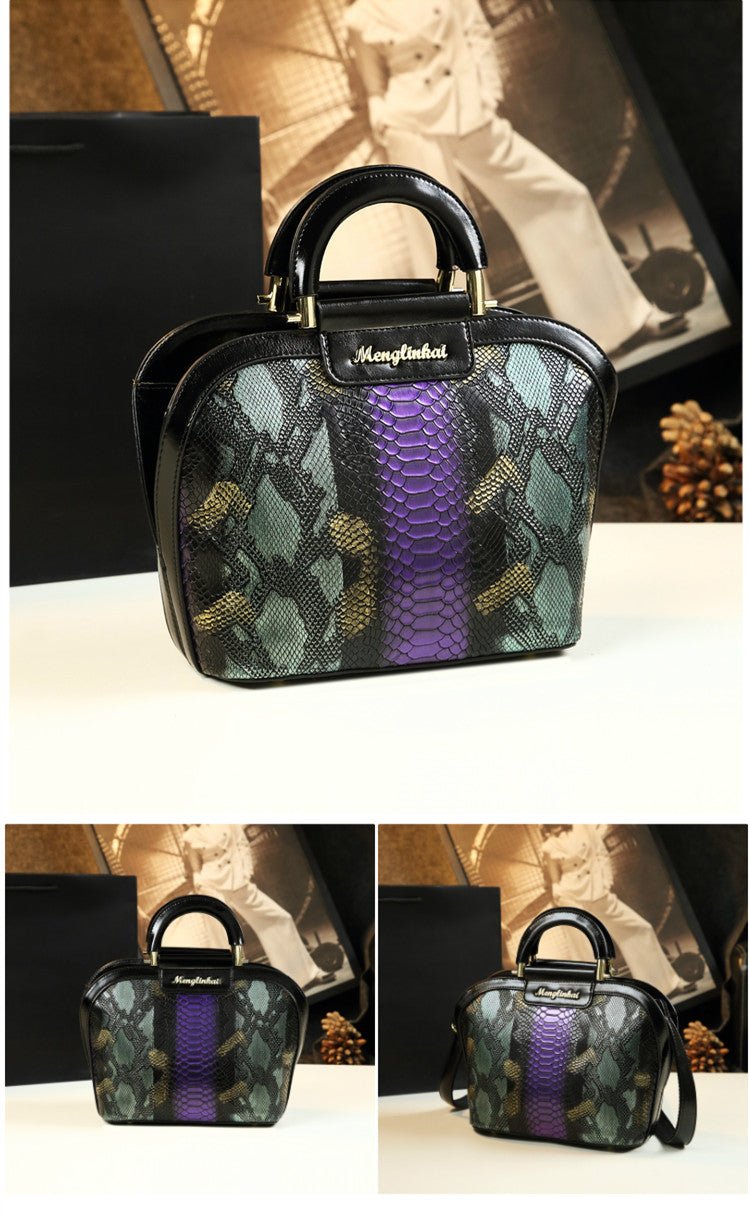 Genuine Leather Bucket Bag with Drawstring Detail