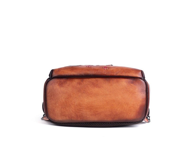 Genuine Leather Backpack with Sculpted Detail