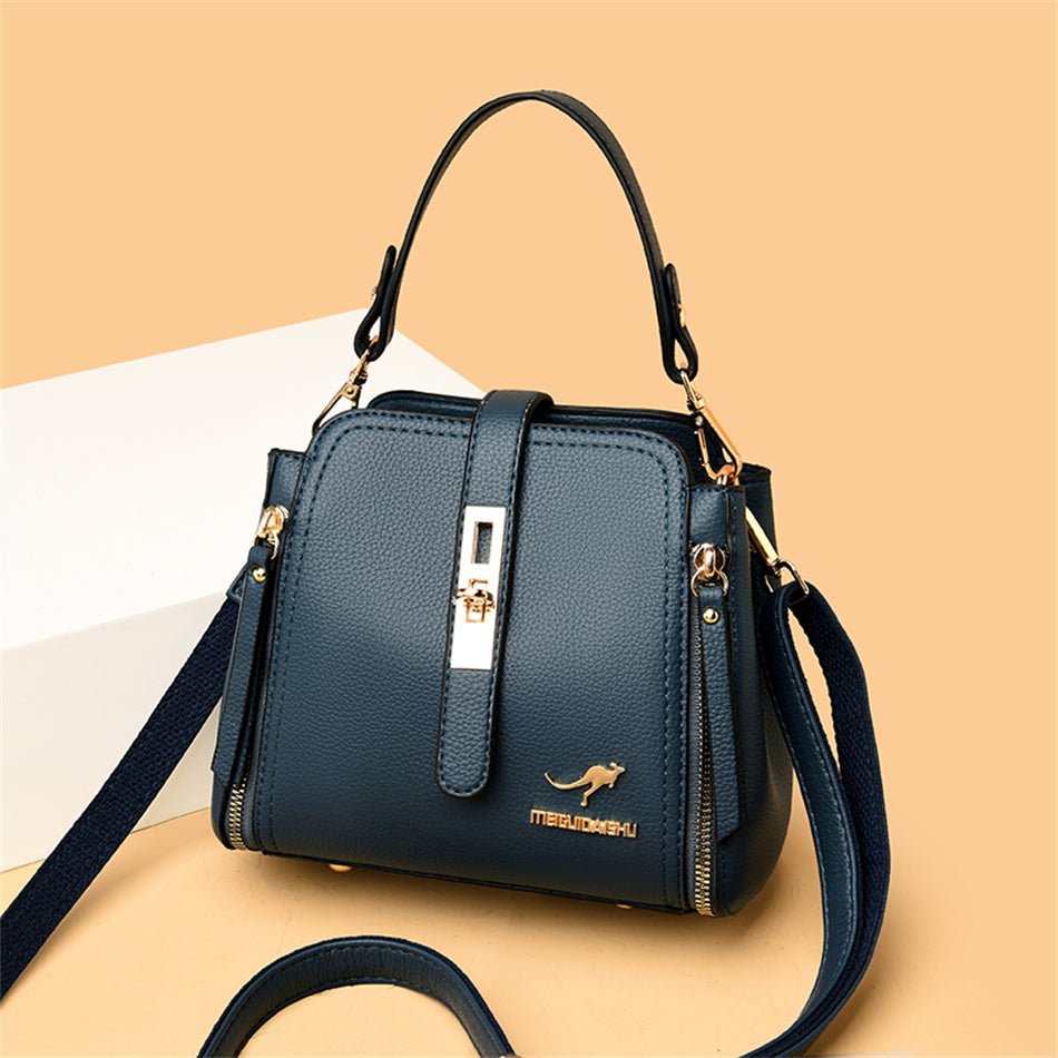 Leather Shoulder Bag with Polished Detail