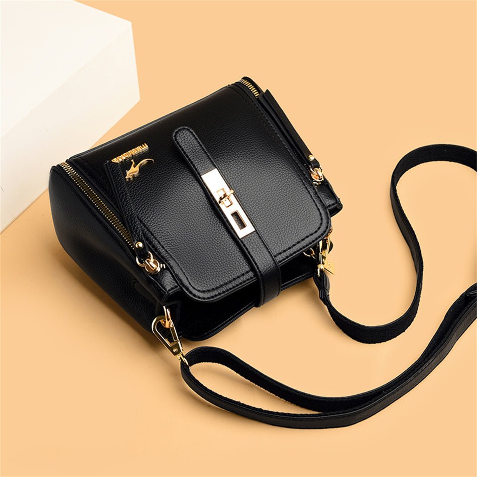 Leather Shoulder Bag with Polished Detail
