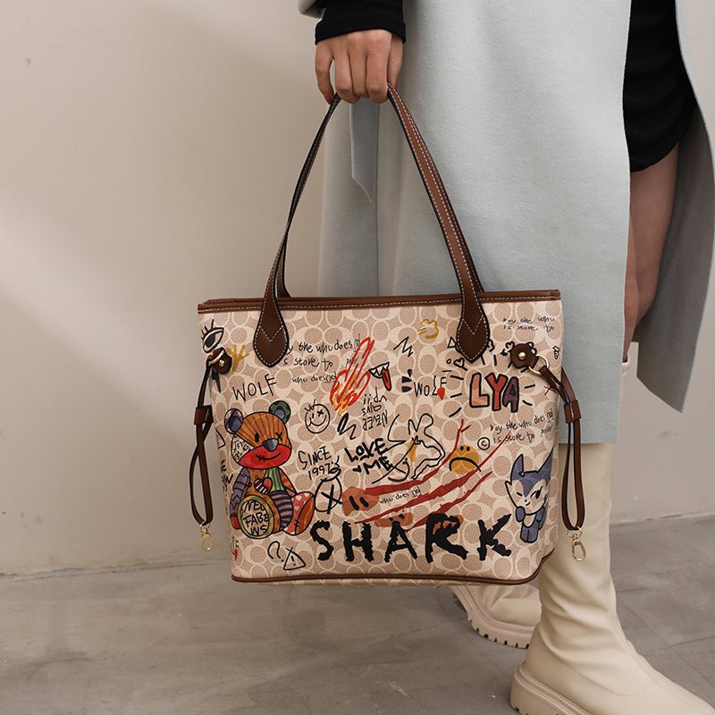 Graffiti-Print Tote Bag