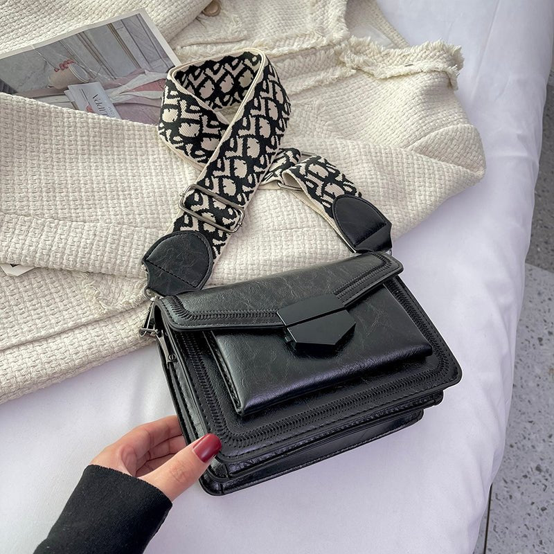 PU Leather Shoulder Bag with Structured Detail