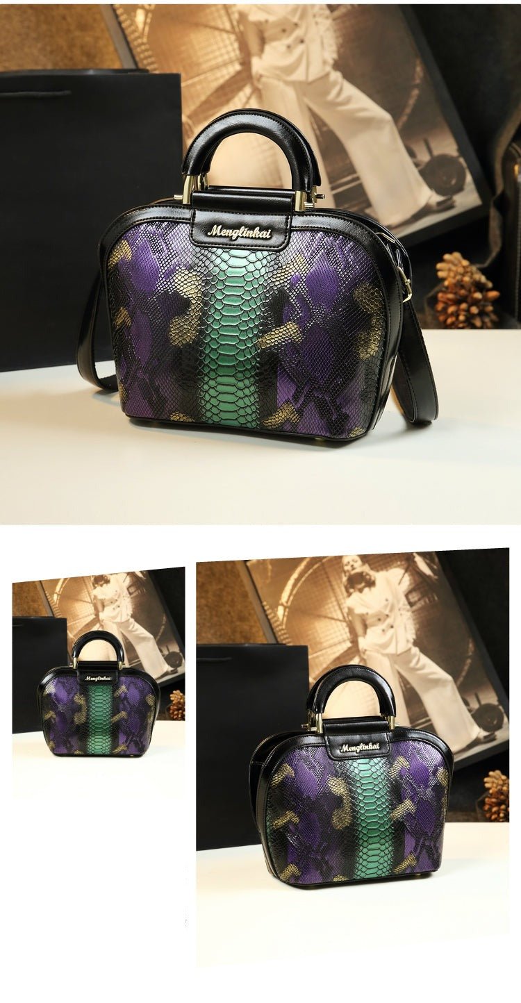 Genuine Leather Bucket Bag with Drawstring Detail