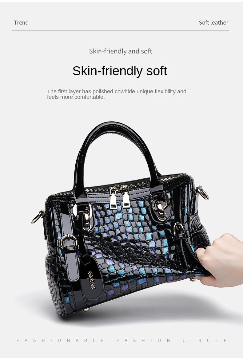Genuine Leather Tote Bag with Weekend Detail