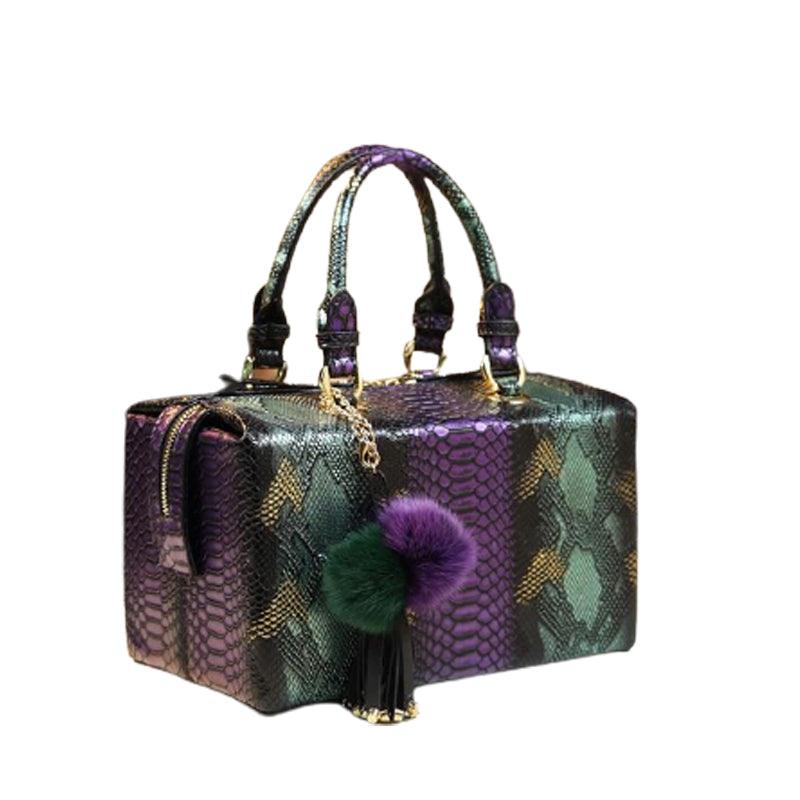 Genuine Leather Shoulder Bag with Signature Detail