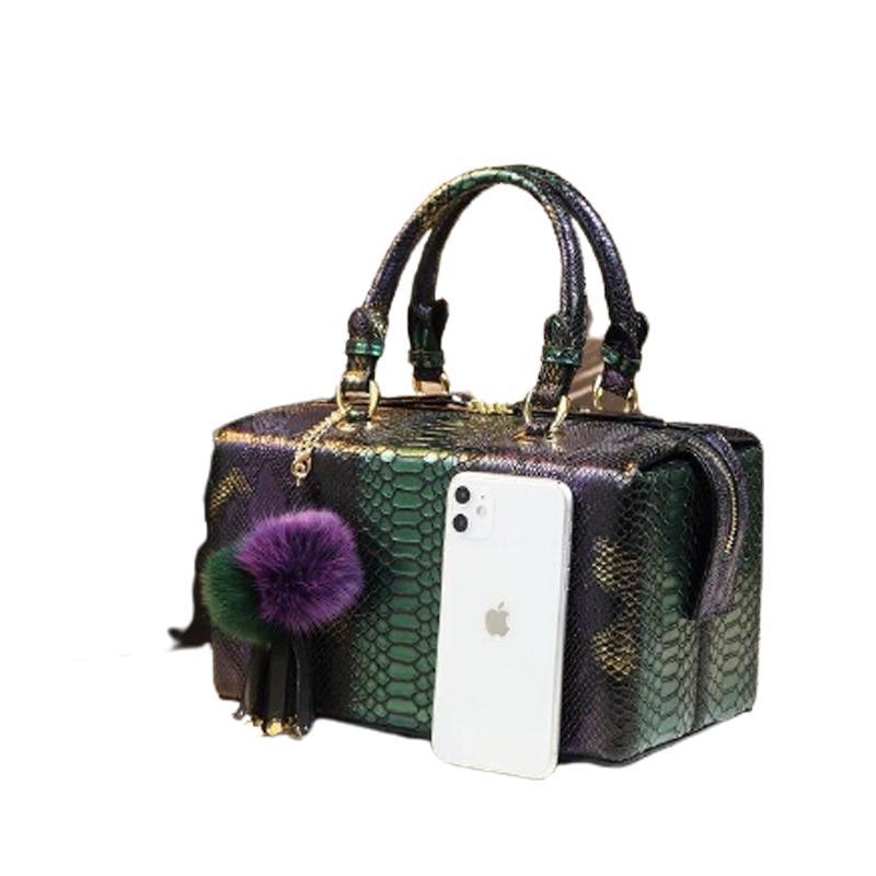 Genuine Leather Shoulder Bag with Signature Detail