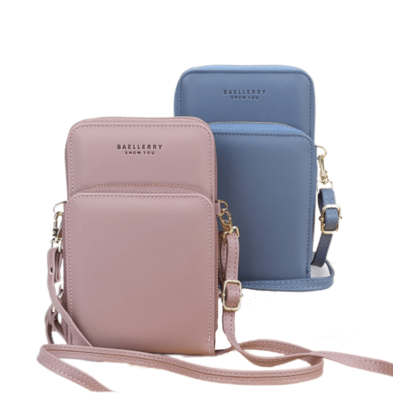 Synthetic Leather Phone Bag with Mini Detail