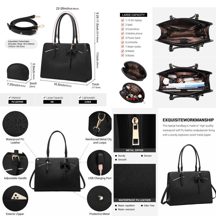 PU Leather Tote Bag with Contemporary Detail