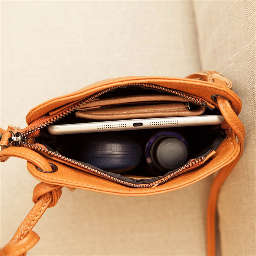 Genuine Leather Crossbody Bag with Mini Detail