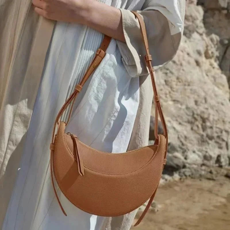 Sculpted Genuine Leather Hobo Bag