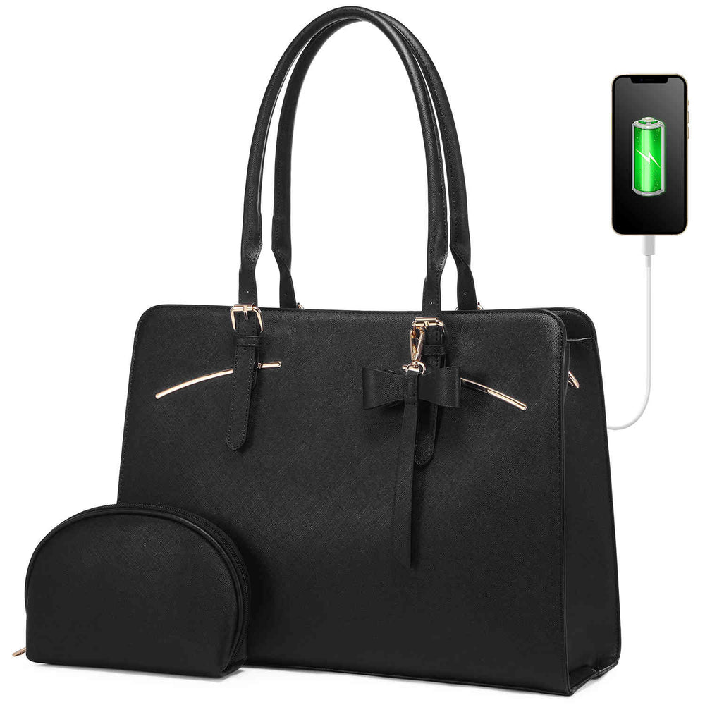 PU Leather Tote Bag with Contemporary Detail