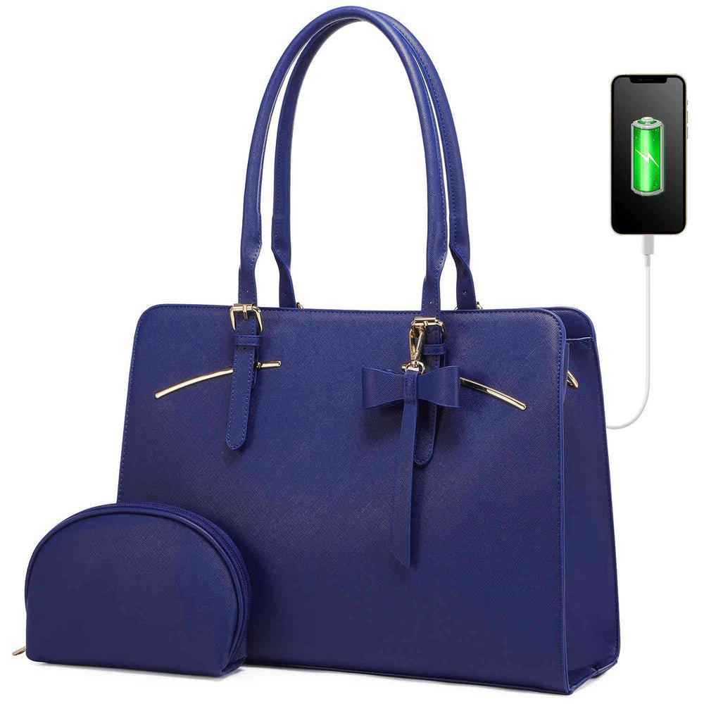 PU Leather Tote Bag with Contemporary Detail