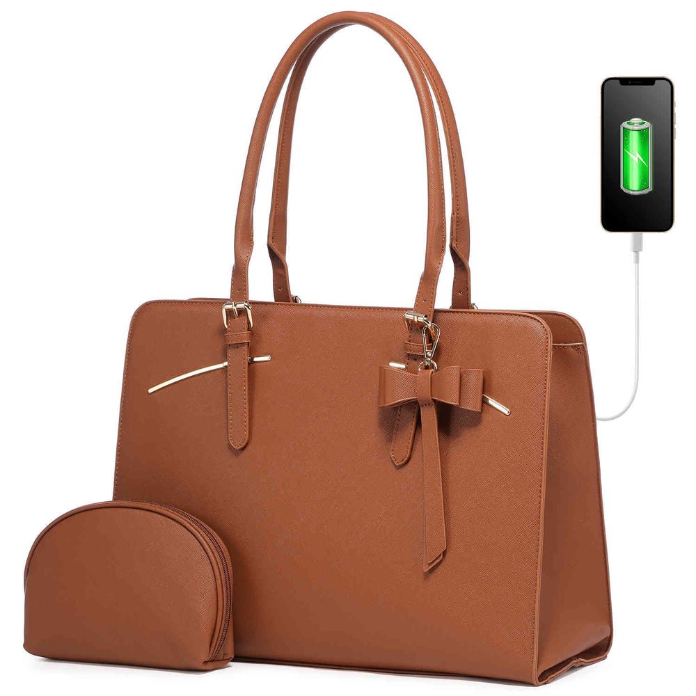 PU Leather Tote Bag with Contemporary Detail