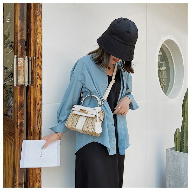 Straw Evening Clutch with Woven Detail