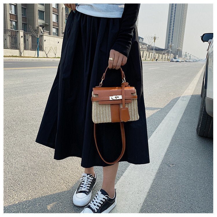 Straw Evening Clutch with Woven Detail