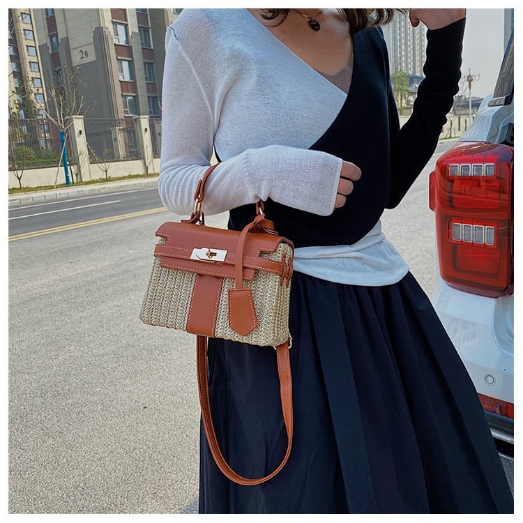 Straw Evening Clutch with Woven Detail