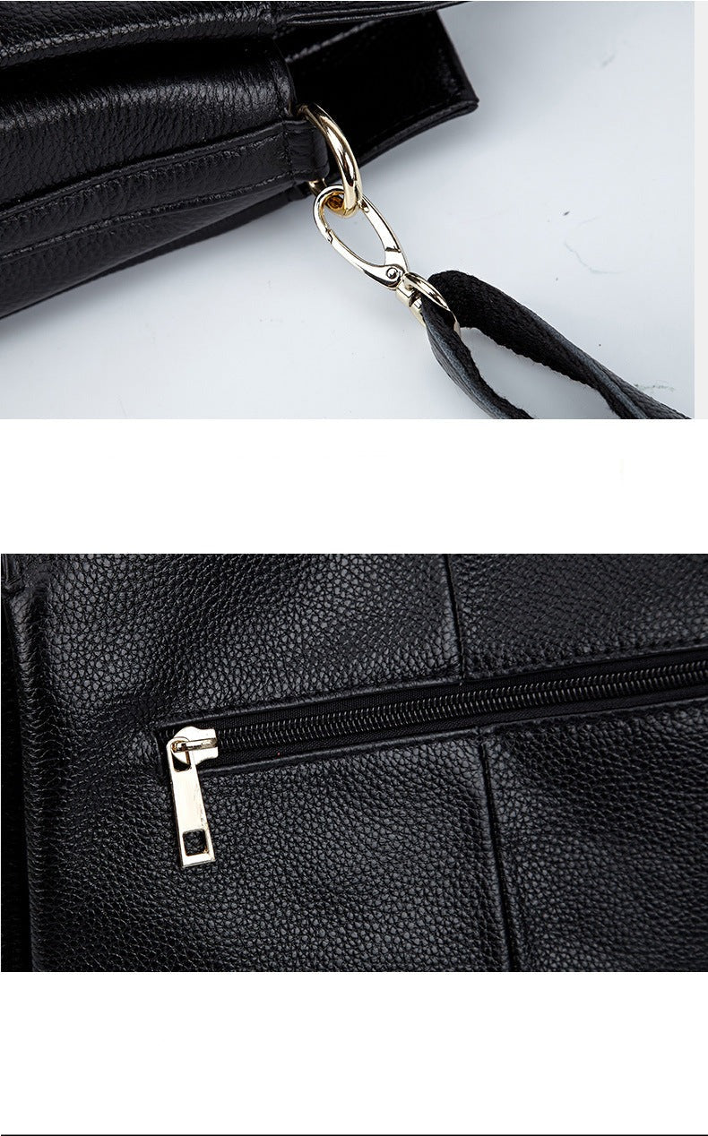 Genuine Leather Messenger Bag with Weekend Detail