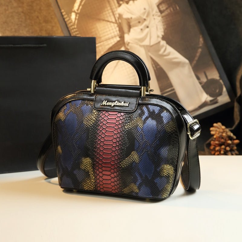 Genuine Leather Bucket Bag with Drawstring Detail