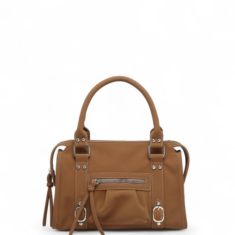 Statement Faye Glossy Black Leather Shoulder Bag
