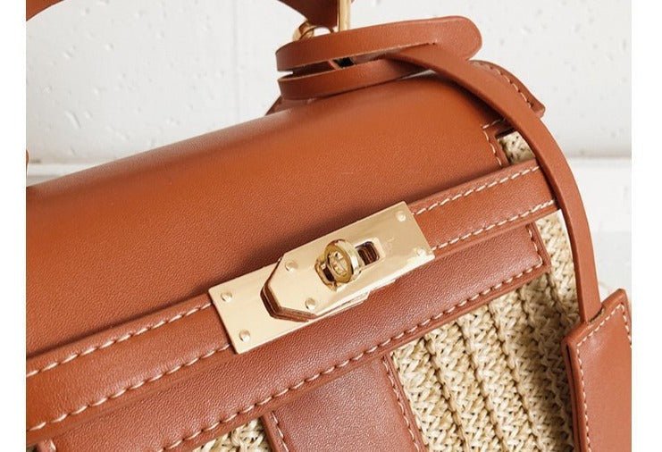 Straw Evening Clutch with Woven Detail