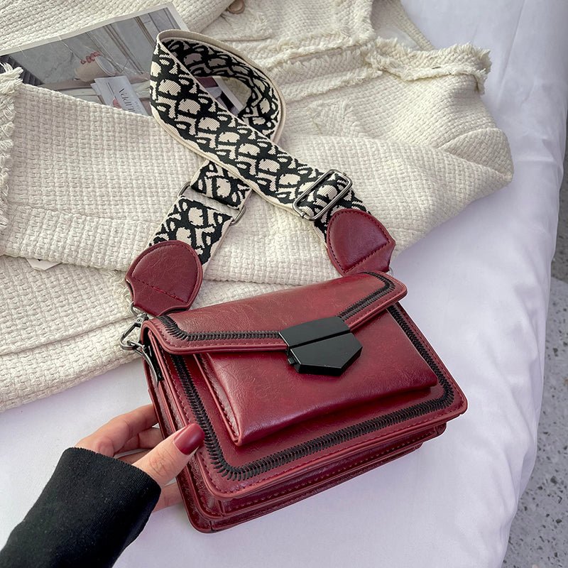 PU Leather Shoulder Bag with Structured Detail