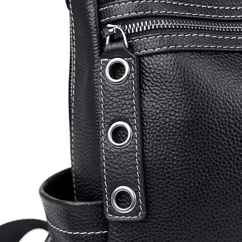 Genuine Leather Backpack with Polished Detail