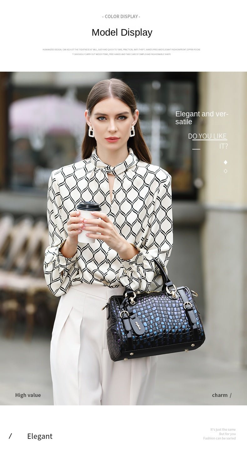Genuine Leather Tote Bag with Weekend Detail